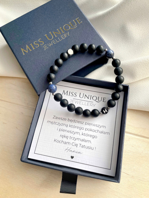 Bransoletka męska- Matowy Onyks & Sodalit SILVER Bransoletka męska- Matowy Onyks & Sodalit SILVER